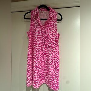 Jude Connally Beth Hot Pink Cheetah Sleeveless Sheath Dress
